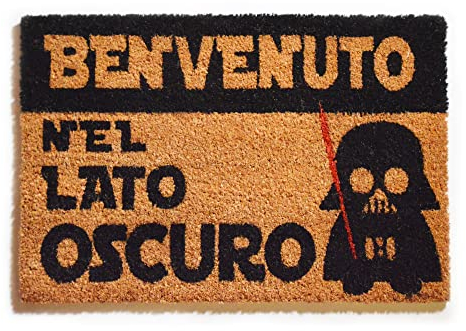 WELCOMAT - Zerbino Ingresso Esterno Benvenuto Nel Lato Oscuro - Dimensioni 40x60 cm - Zerbino Ingresso Casa Simpatico, In Fibra Naturale di Cocco, Resistente - Con Base Antiscivolo