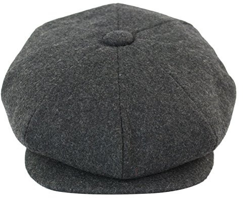 TruClothing Mens Tweed Newsboy Cap Baker Boy Flat Grandad Hat 8 Panel Plain Charcoal XXL