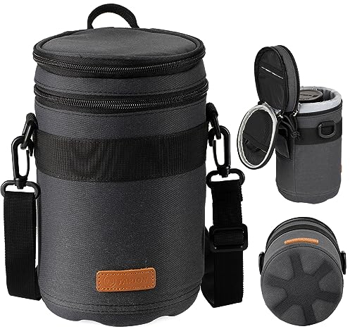 TARION Sac d'objectif Pochette d'objectif avec Fond à Coque Dure, Sac de Protection d'objectif d'appareil Photo Antichoc et Hydrofuge pour objectifs (XL)