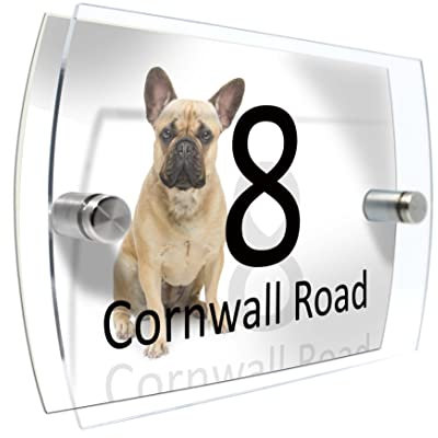 Personalised House Number Sign for Dog Lovers (French Bulldog Tan)