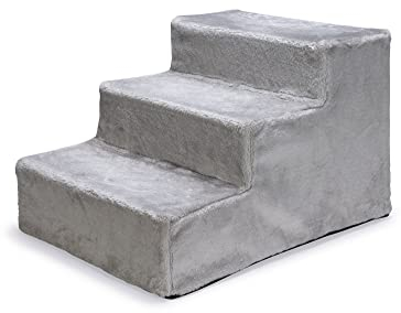 Karlie Easy Step Hundetreppe, Hundezubehör, Plüsch/Holz, Hell Grau -