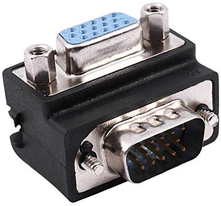 Wlauqueta 15-Pin VGA Male to M/F Right Angle Adapter