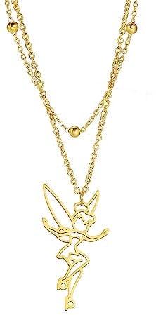 unift Collier Fée Pixie Clochette Silhouette Pour Femmes Filles Acier inoxydable Exquis Magique Pixie Ange Pendentif Collier Bijoux