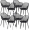 anrekl 8er Set Esszimmerstuhl mit Metallbeine, Armlehnstuhl Küchenstühle Essstühle Sessel Stuhl Sitzfläche für Esszimmer Wohnzimmer, Schwarz