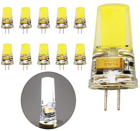 3.5W G4 COB LED Lampe aus Silika Gel Ersetzt 40W, Kaltweiß (6000 Kelvin), 400 Lumen, AC/DC 12V, 360° Abstrahlwinkel,10er Pack