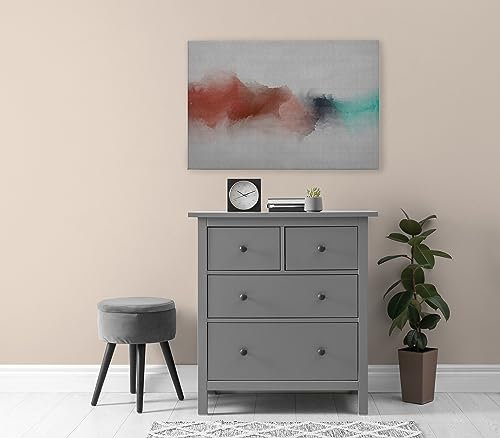Leinwandbild Aquarell Abstrakt Kunst - Kunstdruck rot grau - 90x60 cm Querformat - Moderne Wanddekoration Schlafzimmer Wohnzimmer Küche - Bild auf Keilrahmen