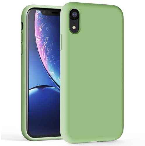 TAXXOE Silicone Case Compatible with iPhone XR Case Soft Ultra Slim Protective Shockproof Liquid Silicone Phone Case, Anti-Scratch Microfiber Lining, 6.1 Mint Green
