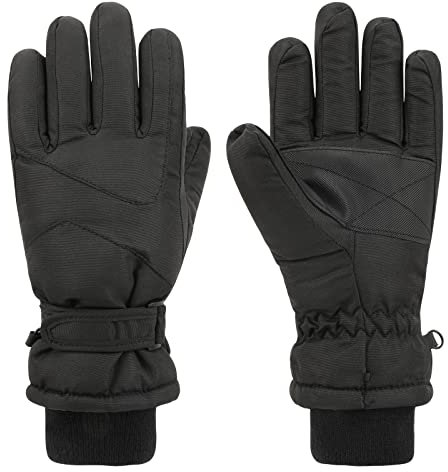 QKURT Gants de Ski pour Enfants garçons, Gants imperméables d'hiver Gants Chauds en Polaire Gants de Snowboard Anti-Neige Gants Thermiques isolés Gants pour Temps Froid