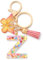 CHUQING Rosa Schlüsselanhänger, Buchstaben Anhänger mit Schmetterlings Quasten, Schmetterlinge Geschenk für Frauen und Mädchen