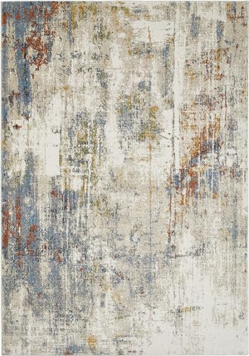 -LUXOR- living Kurzflor Teppich Molinos – moderner Webteppich mit abstraktem Muster, pflegeleicht & strapazierfähig, ideal für Wohnzimmer, Schlafzimmer & Flur, 160 x 230 cm, Beige-Blau