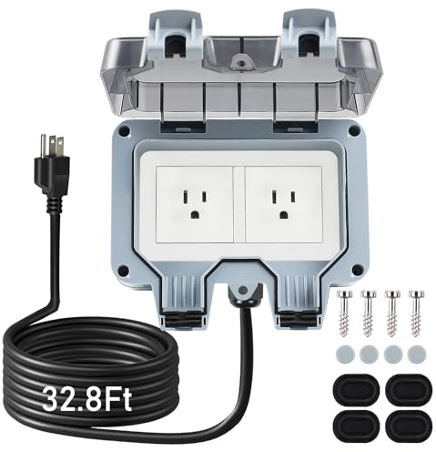 ZUYIYI Outdoor Power Outlet Box with 32.8Ft Extension Cord, Outlet Extender