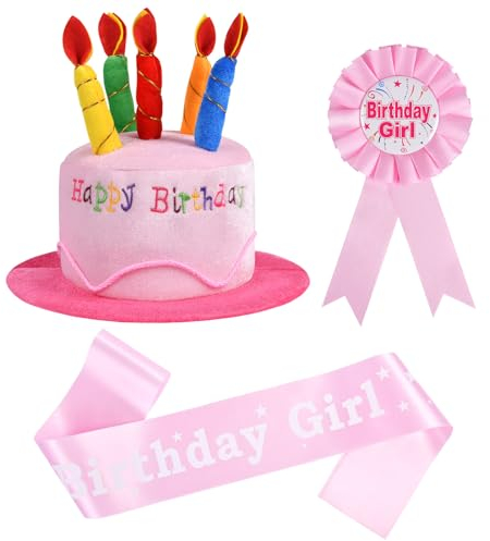 URAQT Geburtstagskrone Mädchen, Geburtstag Hüte aus Plüsch mit Kerzen, Geburtstagskrone Kinder Mädchen Jungen, Geburtstag Kinder Partyhüte für Geburtstagsdeko Kindergeburtstag Party Deko