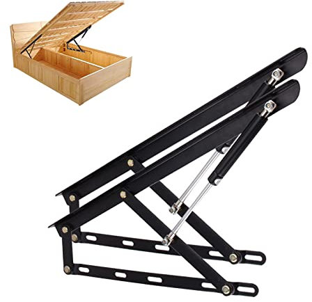 Paquete de 2 mecanismos de elevación de cama neumática para cajas de cama pesadas, resortes de gas, bisagras de resorte, bisagras de resorte plegables (tamaño: 1100 mm)