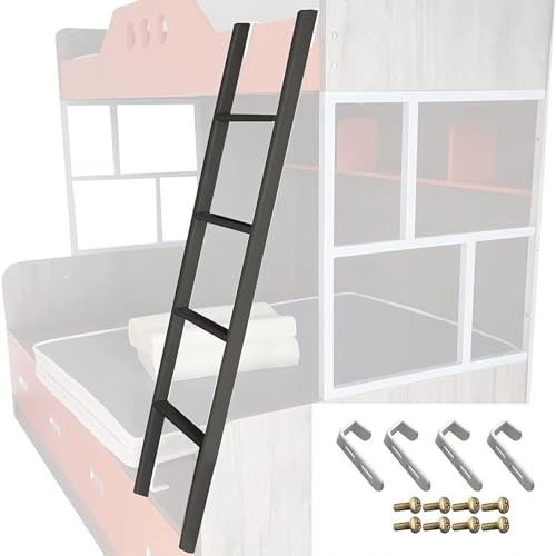 Etagenbett-Leiter 4/5 Stufen Wohnmobil-Etagenleiter, 45/51/55/59 Metallbett-Ersatz-Schrägleiter mit Hakenbefestigung - Universelle Hochbett-Schlafsaal-Bettleitern (Size : 116cm(45))