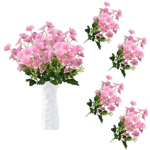 astylishome Pink Artificial Flower 100 Bundles Violets Fake Faux Greenery for Flowers Arrangement Plants for Outdoor Indoor Front Door Home Garden Window Wall Decor 0420