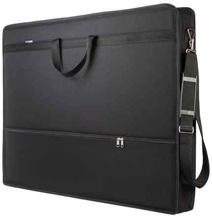 artcase max DIN A1 - Artist Portfolio case, hardcover Drawing Folder A1, Document Transport Bag, 90 x 66 x 8 cm, Storage Art case, Waterproof, Polyester, Large Format, Hard-Cover, Black