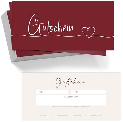 40 rote Blanko Gutscheine zum selber Ausfüllen für Nagelstudio Friseur Kosmetik Massage Wellness Fußpflege Beauty Gutschein Vorlage Gutscheinkarten Geschenkgutscheine