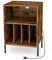 CASART Record Player Stand, Turntable Stand with Charging Station, Metal Legs & Cable Hole, Vinyl Record Storage Cabinet Holds up to 150 Albums End Table for Living Room Bedroom (Rustic Brown)