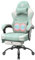 Douxlife Silla Gaming Ergonómica, Oficina Sillon in Tela High-Tech con cojín de muelles ensacados, con Cojín Lumbar de Masaje, Pies de metalpara y Bolsa de Almacenamiento Juvenil, Adulto (Verde claro)