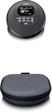 Lenco CD-500 Discman mit Bluetooth, DAB+, Anti-Shock & Akku + PBC-50 Etui mit integrierter 5000mAh Powerbank, USB-Ladefunktion, Micro-USB-Kabel & Schutz für unterwegs – Schwarz/Grau