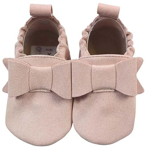 HOBEA-Germany vegane Kinderschuhe RecyStep aus recyceltem Material Schleife altrosa 20/21 (12-18 Monate) Gripwalksohle