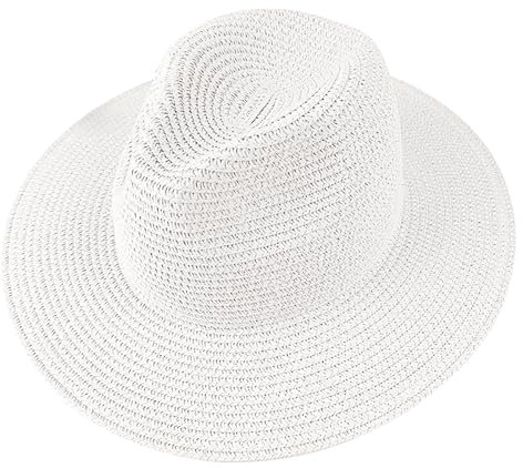 OhMill Chapeau Enfant de Paille Été Chapeau de Panama Garçon Fille Respirant Pliable Casquette de Soleil Large Bord Anti-UV pour Randonnée Voyage Plage 50-54 CM