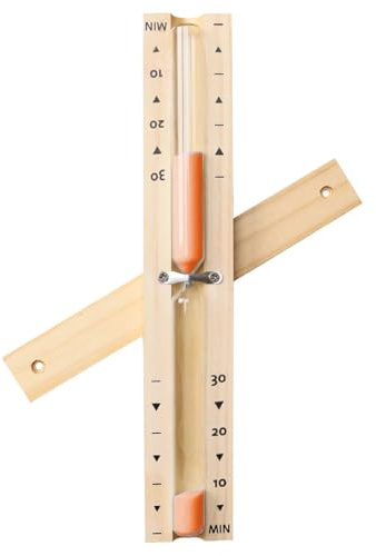 Sanduhr Sauna, Sanduhr 30 Minuten, Orange 30 Minuten Hölzerner Sand, Drehung der Dhamuhr, Reldo De Arena, ist mit Zeitgläsern im Zeitkanal Sandale und Baloo Betäubt