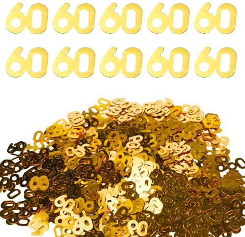 Flewdart 1000pcs tischdeko 60,Konfetti 60 geburtstag goldenes 40g, geburtstag gold junge mädchen, für tisch deko streudekoHochzeit Geburtstag Happy Birthday(goldenes, 60 40g)