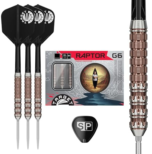 Target Japan Prime Series Raptor G6 Steel Tip Darts with Kflex, 22G/24G | 90% Wolfram-Dart-Set, K-Flex-Flügel und -Schaft Nr. 6, 2BA Swiss Point Nano, Spieler George Nishitani Gen 6