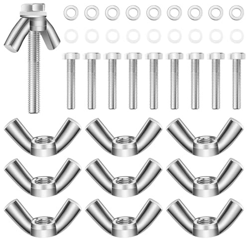 HHXUUAN Flügelmuttern Sortiment M6,40Stk 30mm Sechskantschrauben 10 Sets | 10 Sets mit Sechskantschrauben & Unterlegscheiben, für Heimwerker, DIY, Elektronik & Hardware, rostfrei & langlebig