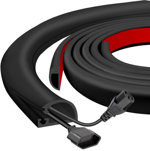 Silicone Cable Trunking 1m Trunking for Electric Cables Side Open for Easy Access Self-Adhesive Wire Cover for TV, Home Office, Walls & Floors