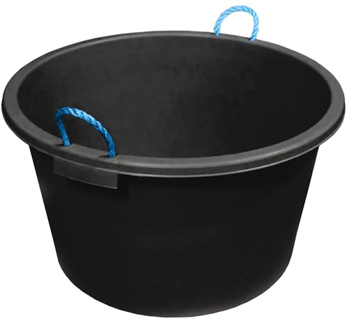 70L Black Heavy Duty Plasterer Mixing Cement Muck Water Bucket Storage Bucket with Rope Handles