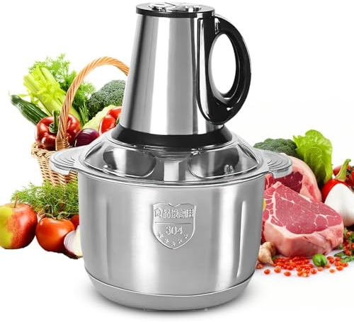 Hachoir Électrique Avec Bol Acier Inox 4L, Hachoir multifonction 500W, 4 Lames en inox, Hachoir à Viande pour Hacher Viande, Oignon, Herbes, Fruit Sec Rapide et Sans Efforts (black)
