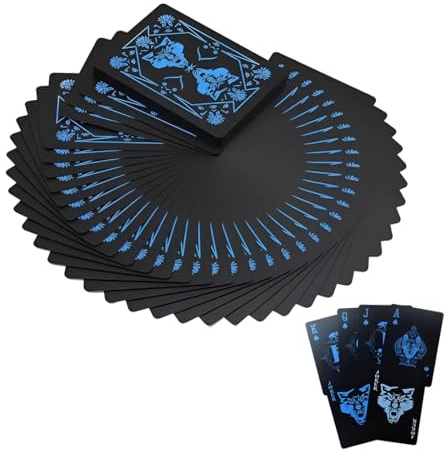 Quesuc 1 Spiel Rommé Kartenspiel Plastikspielkarten Wasserdichte Spielkarten Magische Spielkarten Für Party Spiel Geschenk Spielkarten Blau Schwar