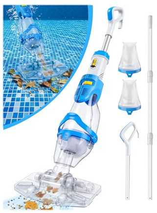 LanOcean Poolsauger Akku Handsauger, 2 Saugleistungsmodi Poolsauger Bodensauge Absaugung bis zu 4300L/H, Pool Staubsauger mit Teleskopstange, 70min Laufzeit Akku Pool Sauger Kabellos für Spas Pools