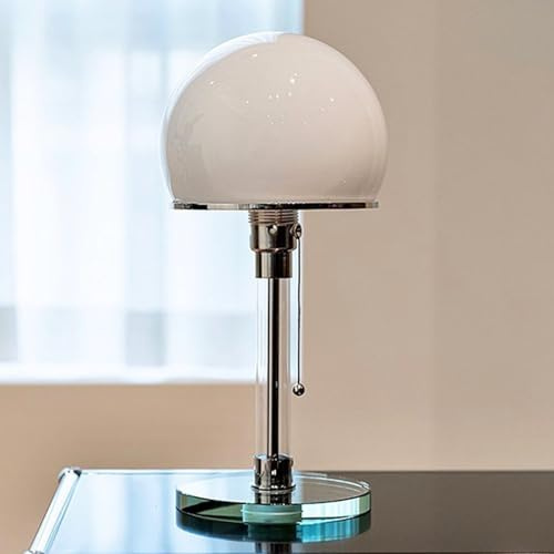 NVKE Moderne Nordische LED-Tischlampe, Wagenfeld lamp, Schreibtisch-Leselampe, Schlafzimmer-Nachttischlampe, Glas-Bauhaus-Tischlampe Pilzlampen Tischlampe mit 3 Helligkeitsmodi Wohnzimmer Restaurants