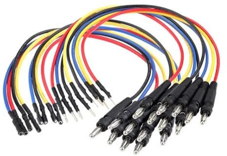 Akfldms Test Lead, Jumper Wires Kit, Banana Plug 16pcs 4mm Stackable Breadboard Universal Male to Female Breakout