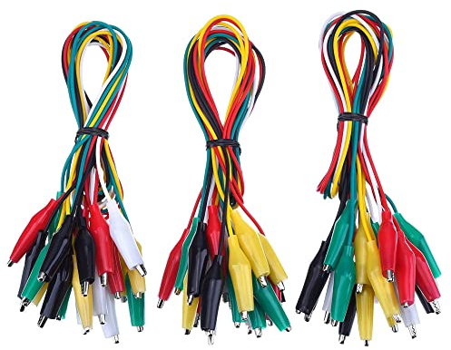 30 Pieces Test Leads with Alligator Clips Set Insulated Test Cable Double-Ended Clips, 19.7 Inch