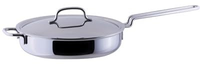 Miyazaki Seisakusho GEO-25ST Geo Saute Pan, 9.8 inches (25 cm), Made in Japan, Compatible with All Heat Sources, 7-Layer Construction, Silver