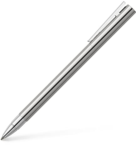 Faber-Castell 342004 - Penna roller Neo Slim in acciaio inossidabile, argento lucido