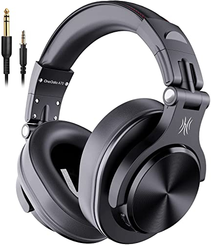 OneOdio A70 Auricurales Bluetooth Inalambricos 72H, Auriculares Diadema Cerrados con Puerto Compartido, Auriculares Cable de 3.5mm para DJ Piano Guitarra Grabación y Monitoreo AMP