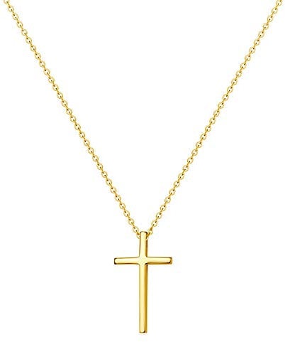 14K Gold Plated Tiny Cross Pendant Necklace for Women Simple Cross Necklaces Birthday Gifts for Women Girl Fashion Jewelry (Gold cross)