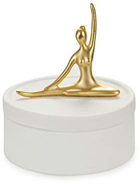 balvi Schmuckkästchen Ballerina Farbe Weiß und Mattgold Schmuckkästchen aus Keramik mit Deckel und de