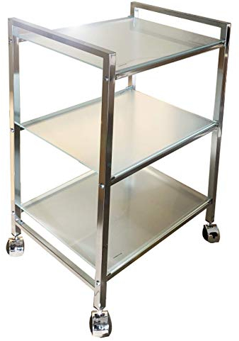 ASPECT Indigo Chariot de Service rectangulaire en Verre et étagère pour Salle de Bain, Cuisine, Maison et Bureau, Blanc givré