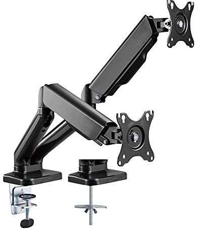 Techly 362138 Supporto da Scrivania Doppio Monitor 17-32 con Molla a Gas Nero Nero