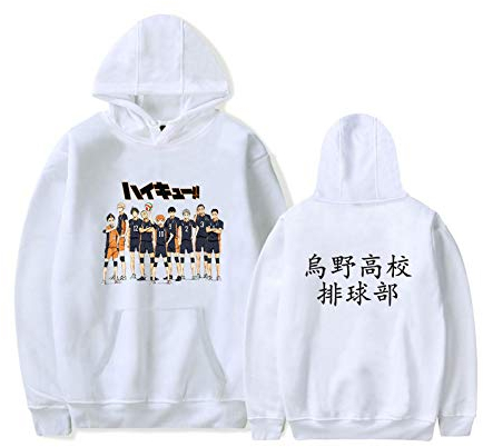 Haikyuu Hoodies Hinata Shoyo Oikawa Tooru Shiratorizawa Moniwa Kaname Volleyball Cosplay Kostüm Hoodie Gr. XL, weiß