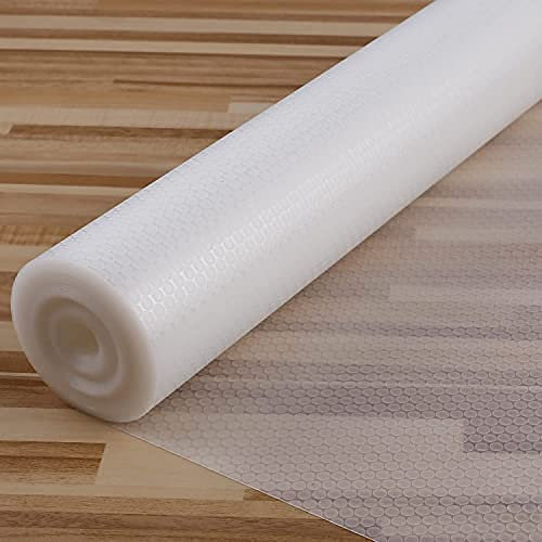 Gummimatten meterware,antirutsch Tisch matten,schrankpapier abwischbar & Regaleinlage,Schrankfolie wasserdicht,schubladenschutz,Esstisch Folie für Schränke,Regale,Schuhregal (60x600 cm,Transparent)