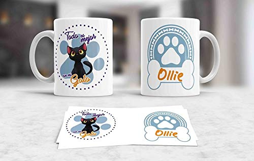 Taza mascota gato personalizada con su nombre