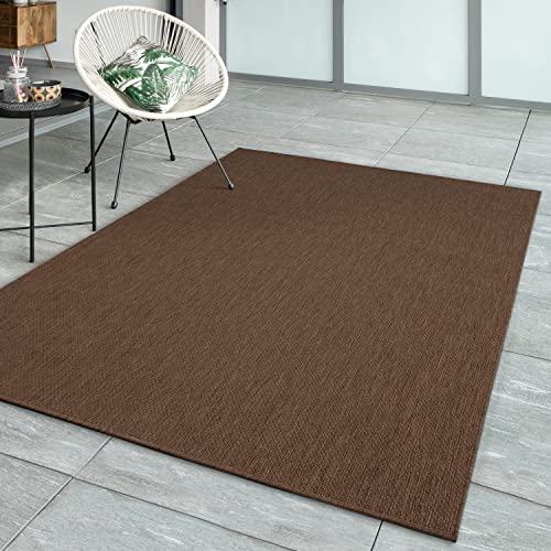 the carpet Mistra - robuster Teppich, modern, langlebig und pflegeleicht, In- und Outdoor, Wohnzimmer, ideal für Küche, Flur und Wintergarten, flachgewebt, Braun, 120 x 170 cm