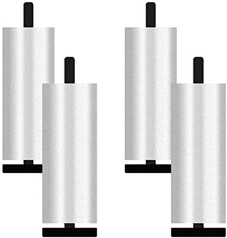 LOVEM Möbelfüße Verstellbar, Möbelbeine Aluminiumlegierung Tischbeine Möbelfüsse TV Schrankfüße Couchtisch Beine, Kunststoff-Pad, Ø38mm | M8, 4× Tischfüße Sockelfüße (100mm/3.9,Mattes Aluminium)